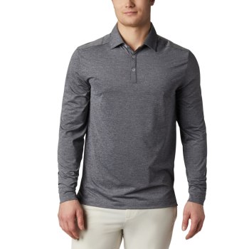 Columbia Muške Polo Majice - Omni-Wick Pin High LS Crne | NWCY-68239